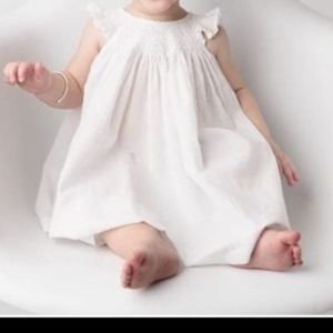 Feather Baby hand smocked white dress
